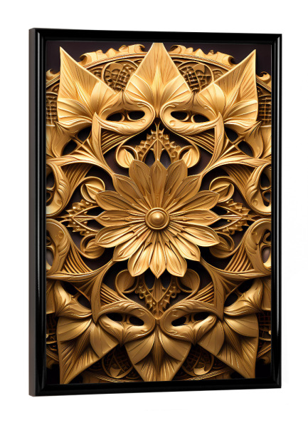 Poster mit schwarzem Rahmen "Mandala - Gold - Lihir" artboxONE - Natur,Floral,Abstrakt
