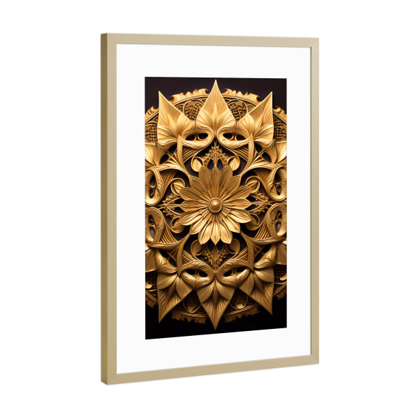 Poster mit Rahmen Gold "Mandala - Gold - Lihir" artboxONE - Natur,Floral,Abstrakt