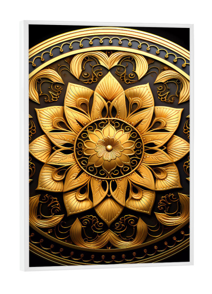 Poster mit weißem Rahmen "Mandala - Gold - Kibali" artboxONE - Natur,Floral,Abstrakt