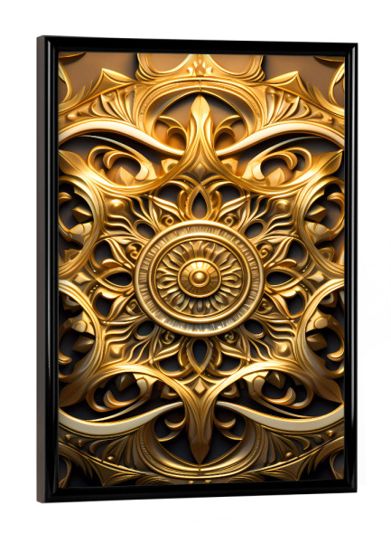 Poster mit schwarzem Rahmen "Mandala - Gold - Gounkoto" artboxONE - Natur,Floral,Abstrakt