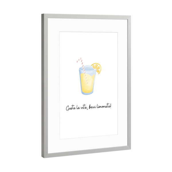 Poster mit Rahmen Silber "Limonata" artboxONE - Typografie,Essen & Trinken,Lustig