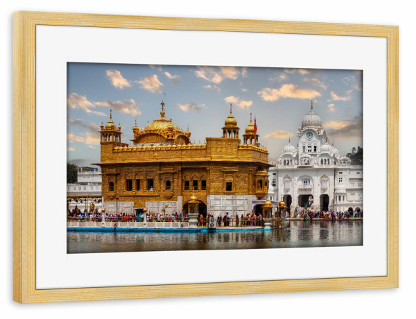 Poster mit Rahmen kiefer "Amritsar Goldener Tempel" artboxONE - Architektur,Reise / Asien