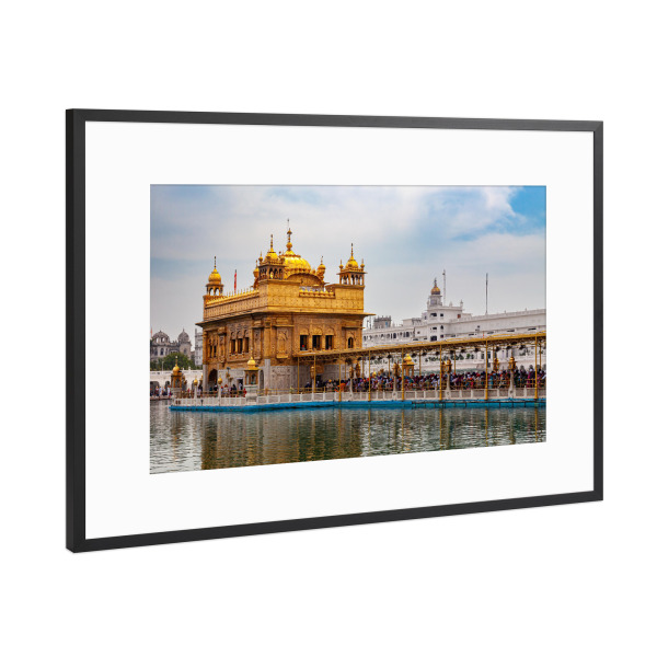 Poster mit Rahmen Schwarz (Metallic) "Goldener Tempel von Indien" artboxONE - Architektur,Reise / Asien