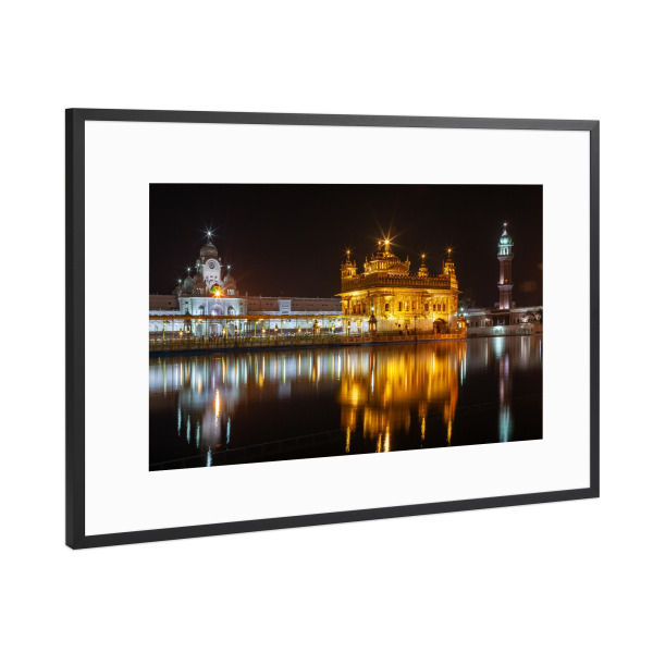 Poster mit Rahmen Schwarz (Metallic) "Der Goldene Tempel" artboxONE - Architektur,Reise / Asien