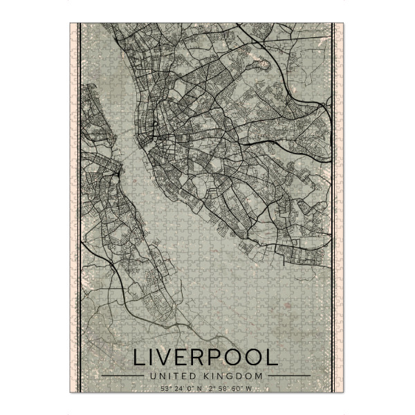 Puzzle Ravensburger "Liverpool Retro Map" artboxONE - Städte / Weitere,Kartografie