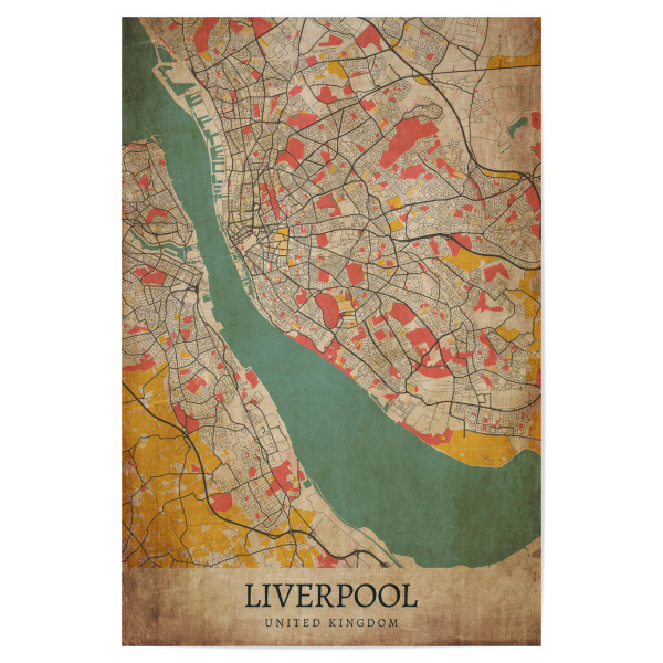 Poster 30x20 cm "Retro Liverpool City" artboxONE - Städte / Weitere,Kartografie