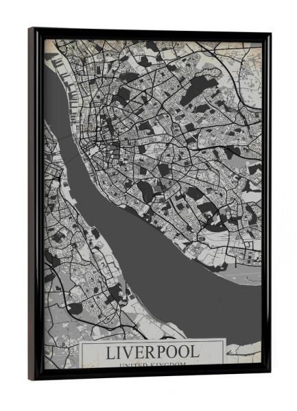 Poster mit schwarzem Rahmen "Retro City Liverpool" artboxONE - Städte / Weitere,Kartografie