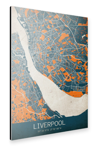 Alu-Dibond "Liverpool Vintage Map" 30x20 cm artboxONE