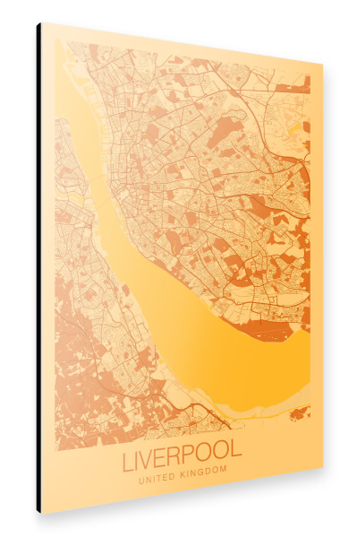 Alu-Dibond "Stadt Map Liverpool" 30x20 cm artboxONE