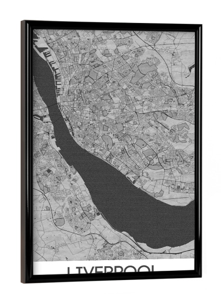 Poster mit schwarzem Rahmen "Liverpool Bleistift Map" artboxONE - Städte / Weitere,Kartografie