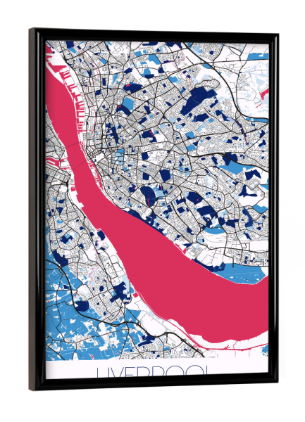 Poster mit schwarzem Rahmen "City Liverpool" artboxONE - Städte / Weitere,Kartografie