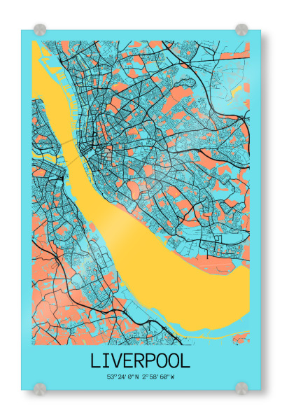 Acrylglasbild "Liverpool als Stadtplan" artboxONE - Städte / Weitere,Kartografie