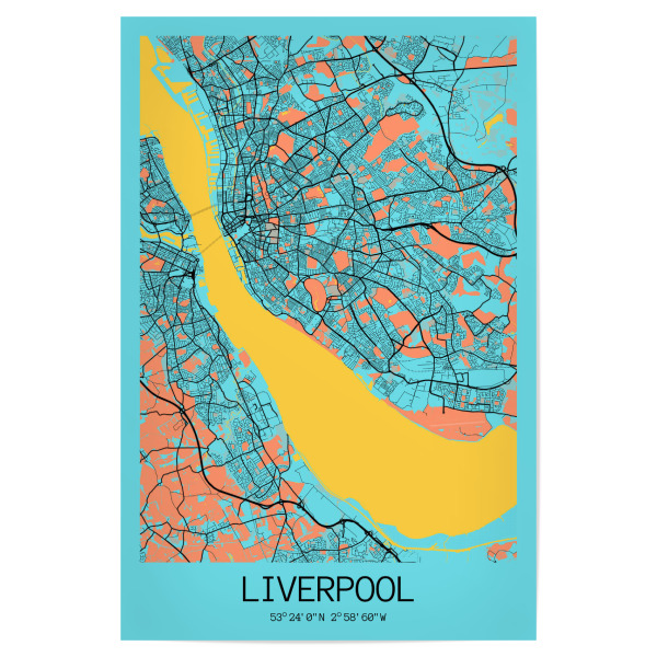 Poster "Liverpool als Stadtplan" artboxONE - Städte / Weitere,Kartografie
