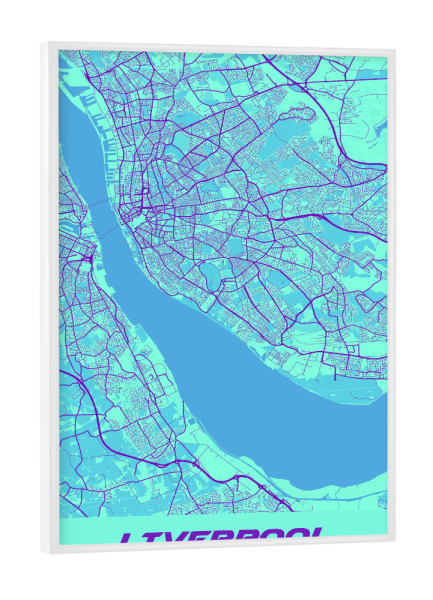 Poster mit weißem Rahmen "Liverpool Stadtplan" artboxONE - Städte / Weitere,Kartografie