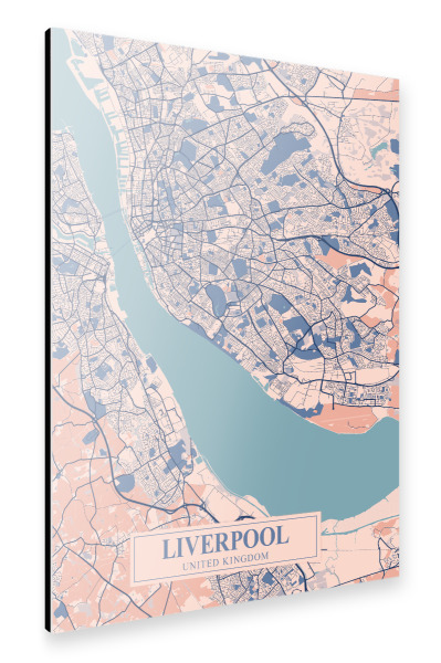 Alu-Dibond "Liverpool Stadt Map" 30x20 cm artboxONE