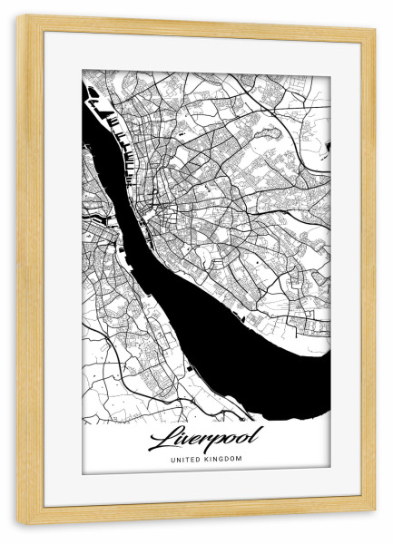 Poster mit Rahmen kiefer "Liverpool City Map" artboxONE - Städte / Weitere,Kartografie
