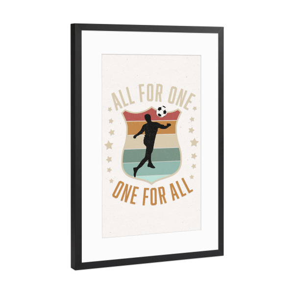 Poster mit Rahmen Schwarz (Metallic) "Teamgeist beim Fußball" artboxONE - Typografie,Sport,Sport / Fußball
