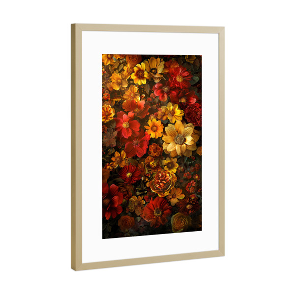 Poster mit Rahmen Gold "Blumen Orange Rot C (matart)" artboxONE - Natur,Floral - Blumen,Garten,Natur,Modern,Kunst