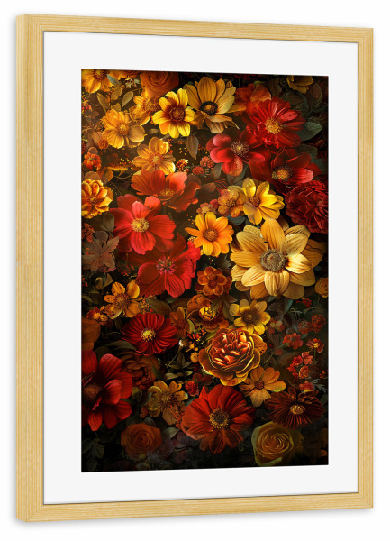 Poster mit Rahmen kiefer "Blumen Orange Rot C (matart)" artboxONE - Natur,Floral - Blumen,Garten,Natur,Modern,Kunst