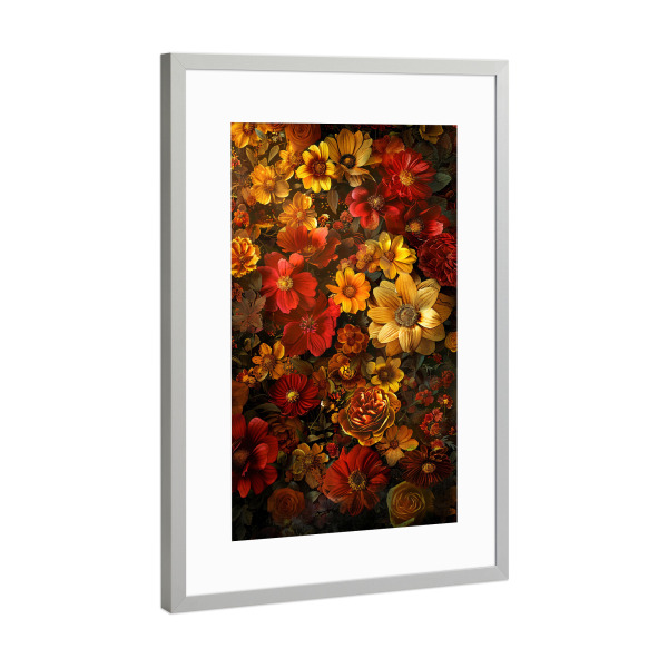 Poster mit Rahmen Silber "Blumen Orange Rot C (matart)" artboxONE - Natur,Floral - Blumen,Garten,Natur,Modern,Kunst