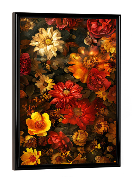 Poster mit schwarzem Rahmen "Blumen Orange Rot B (matart)" artboxONE - Natur,Floral - Blumen,Garten,Natur,Modern,Kunst