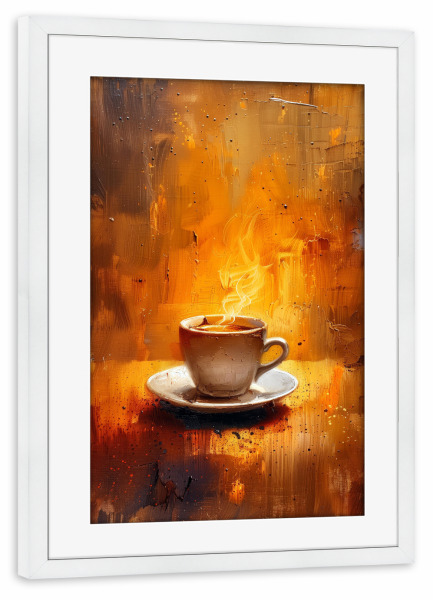 Poster mit Rahmen weiß "Kaffeezeitkunst N" artboxONE - Essen & Trinken - Kaffee,Kaffeeliebhaber,Kaffeezeit,Küche,Essen,Trinken