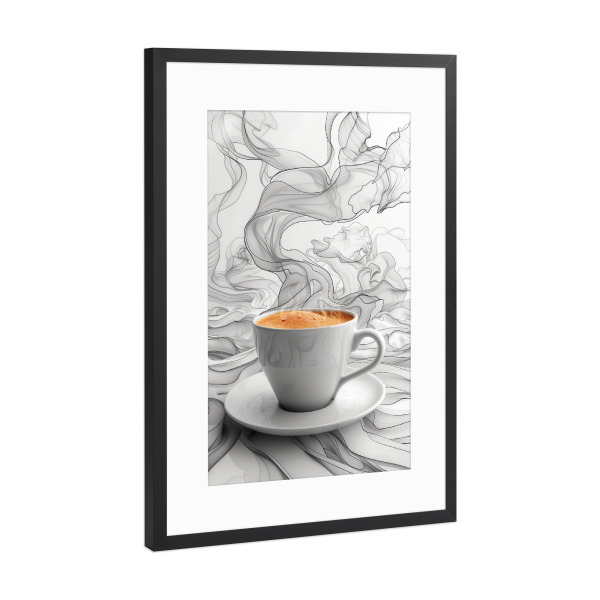 Poster mit Rahmen Schwarz (Metallic) "Kaffeezeitkunst L" artboxONE - Essen & Trinken - Kaffee,Kaffeeliebhaber,Kaffeezeit,Küche,Essen,Trinken
