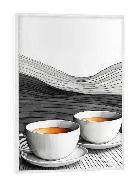 Poster mit weißem Rahmen "Kaffeezeitkunst K" artboxONE - Essen & Trinken - Kaffee,Kaffeeliebhaber,Kaffeezeit,Küche,Essen,Trinken