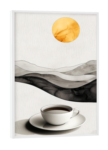 Poster mit weißem Rahmen "Kaffeezeitkunst J" artboxONE - Essen & Trinken - Kaffee,Kaffeeliebhaber,Kaffeezeit,Küche,Essen,Trinken