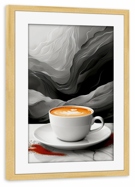 Poster mit Rahmen kiefer "Kaffeezeitkunst F" artboxONE - Essen & Trinken - Kaffee,Kaffeeliebhaber,Kaffeezeit,Küche,Essen,Trinken,Cappuccino
