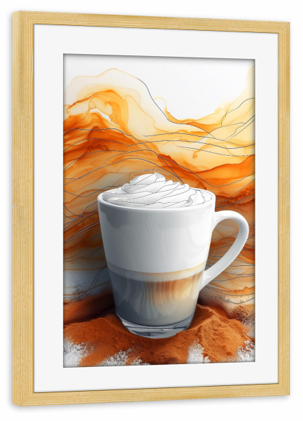 Poster mit Rahmen kiefer "Kaffeezeitkunst A" artboxONE - Essen & Trinken - Kaffee,Kaffeeliebhaber,Getränke,Latte,Kaffeezeit,Küche