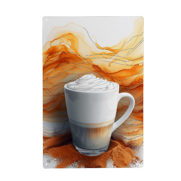 Metall Poster "Kaffeezeitkunst A" artboxONE - Essen & Trinken - Kaffee,Kaffeeliebhaber,Getränke,Latte,Kaffeezeit,Küche - Blechschild