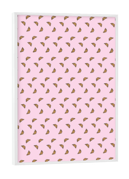 Poster mit weißem Rahmen "Croissant Muster rosa" artboxONE - Essen & Trinken - Café,Specialty coffee,Küche,Frühstück,Croissant,Brioche,Muster,Kaffee