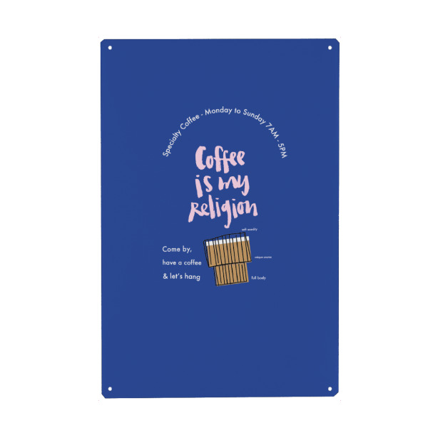 Holzbild "Coffee is my religion" artboxONE - Typografie,Essen & Trinken - Coffee,Café,Kaffee,Specialty coffee,Küche,Frühstück