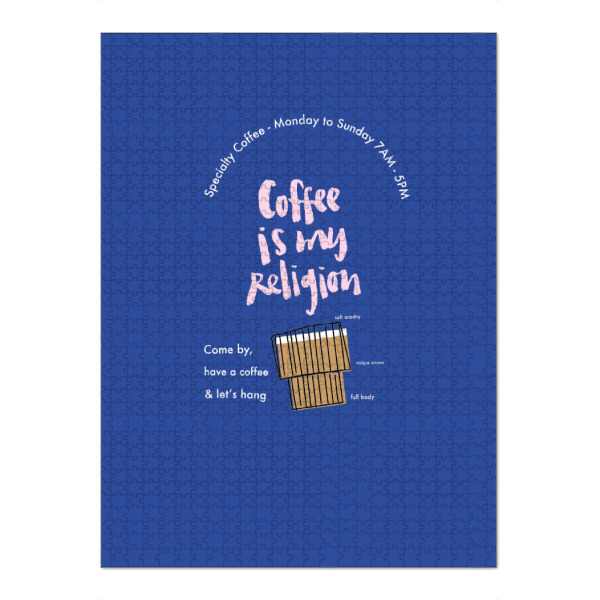 Puzzle Ravensburger "Coffee is my religion" artboxONE - Typografie,Essen & Trinken - Coffee,Café,Kaffee,Specialty coffee,Küche,Frühstück