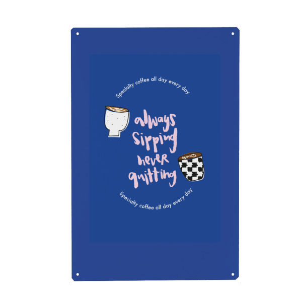 Holzbild "Always sipping" artboxONE - Typografie,Essen & Trinken - Coffee,Kaffee,Specialty coffee,Café,Frühstück,Küche