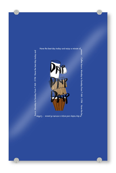 Acrylglasbild "Drip drip drip blau" artboxONE - Typografie,Essen & Trinken - Kaffee,Coffee,Specialty coffee,Frühstück,Küche,Café
