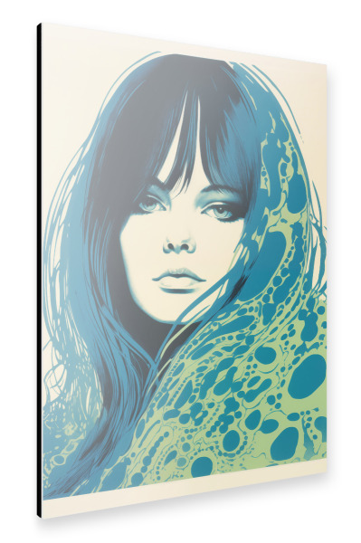 Alu-Dibond "Retro Schönheit in Blau und Grün" 30x20 cm artboxONE