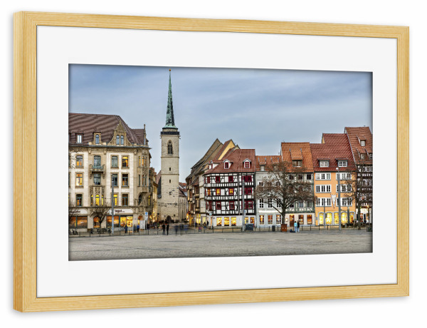 Poster mit Rahmen kiefer "Altstadt von Erfurt" artboxONE - Städte,Architektur - Erfurt,Thüringen,Altstadt,Domplatz