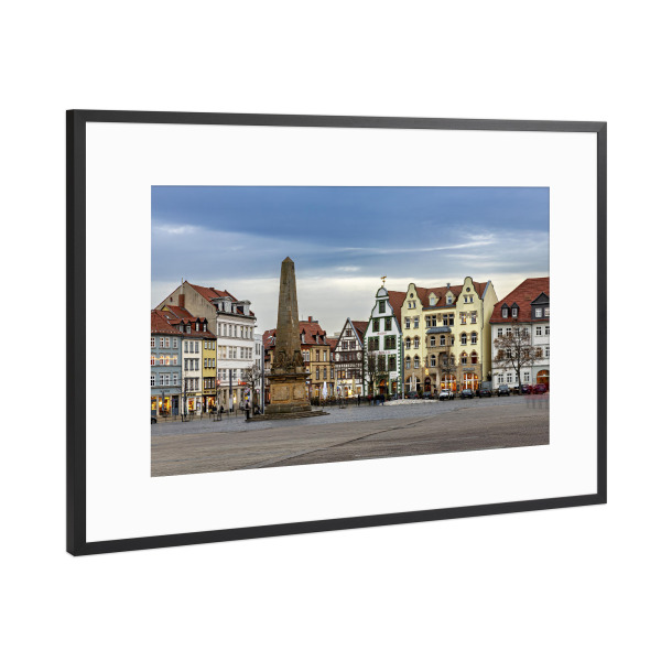 Poster mit Rahmen Schwarz (Metallic) "Domplatz von Erfurt" artboxONE - Architektur - Erfurt,Thüringen,Altstadt,Domplatz
