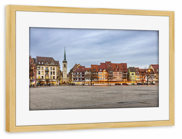 Poster mit Rahmen kiefer "Der Erfurter Domplatz" artboxONE - Architektur - Erfurt,Thüringen,Altstadt,Domplatz