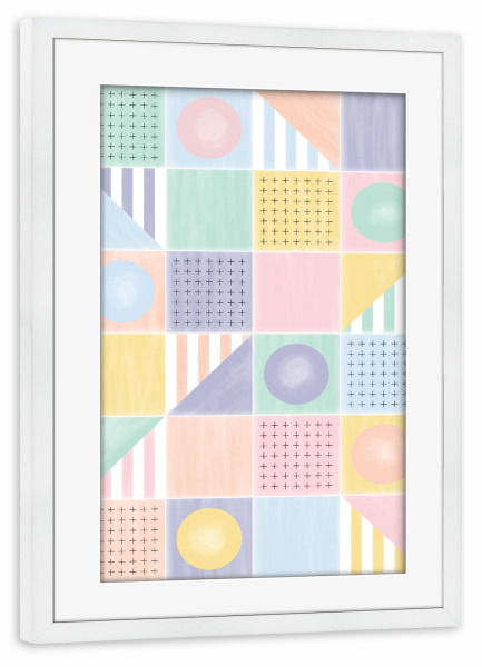 Poster mit Rahmen weiß "Painted Riviera Tiles Pastels" artboxONE - Abstrakt,Geometrie