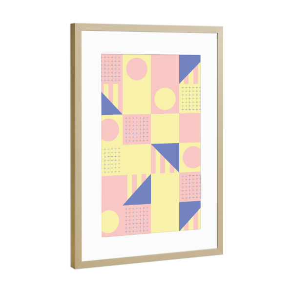 Poster mit Rahmen Gold "Riviera Tiles Sunny Vibes" artboxONE - Abstrakt,Geometrie