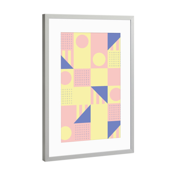 Poster mit Rahmen Silber "Riviera Tiles Sunny Vibes" artboxONE - Abstrakt,Geometrie