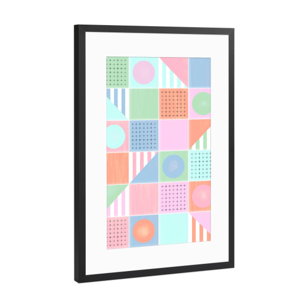 Poster mit Rahmen Schwarz (Metallic) "Bemalte Riviera-Fliesen mit Säure" artboxONE - Abstrakt,Geometrie