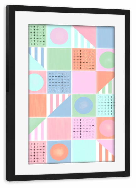 Poster mit Rahmen schwarz "Bemalte Riviera-Fliesen mit Säure" artboxONE - Abstrakt,Geometrie