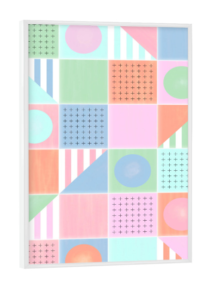 Poster mit weißem Rahmen "Bemalte Riviera-Fliesen mit Säure" artboxONE - Abstrakt,Geometrie