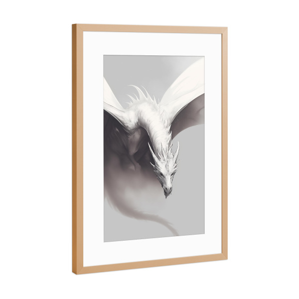 Poster mit Rahmen Kupfer "Weißer Drache" artboxONE - Tiere,Abstrakt