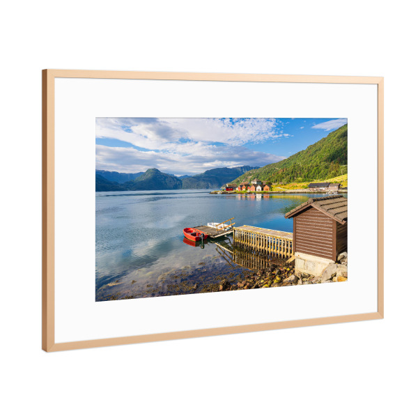 Poster mit Rahmen Kupfer "Blick über den Åkrafjord" artboxONE - Natur,Reise,Reise / Strand und Meer,Reise / Länder