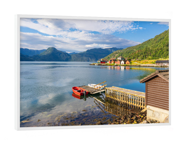 Poster mit weißem Rahmen "Blick über den Åkrafjord" artboxONE - Natur,Reise,Reise / Strand und Meer,Reise / Länder